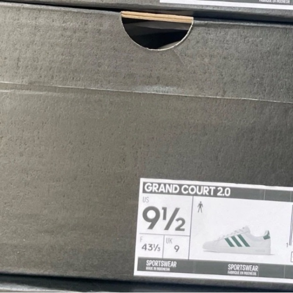 adidas Grand Court 2.0 Sneakers - White with Green Accents